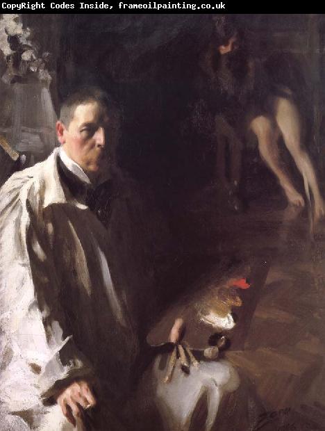 Anders Zorn Sailvportratt med modell(Self-portrait with a model)